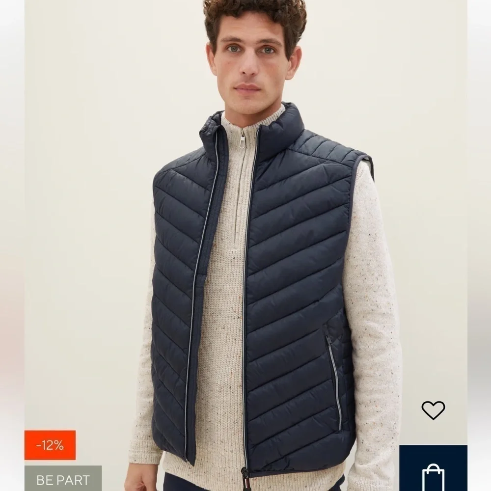 Lightweight Puffer Vest Tom Tailor Navy Blue Full Zip Men’s L/XL - Picture 1 of 14
